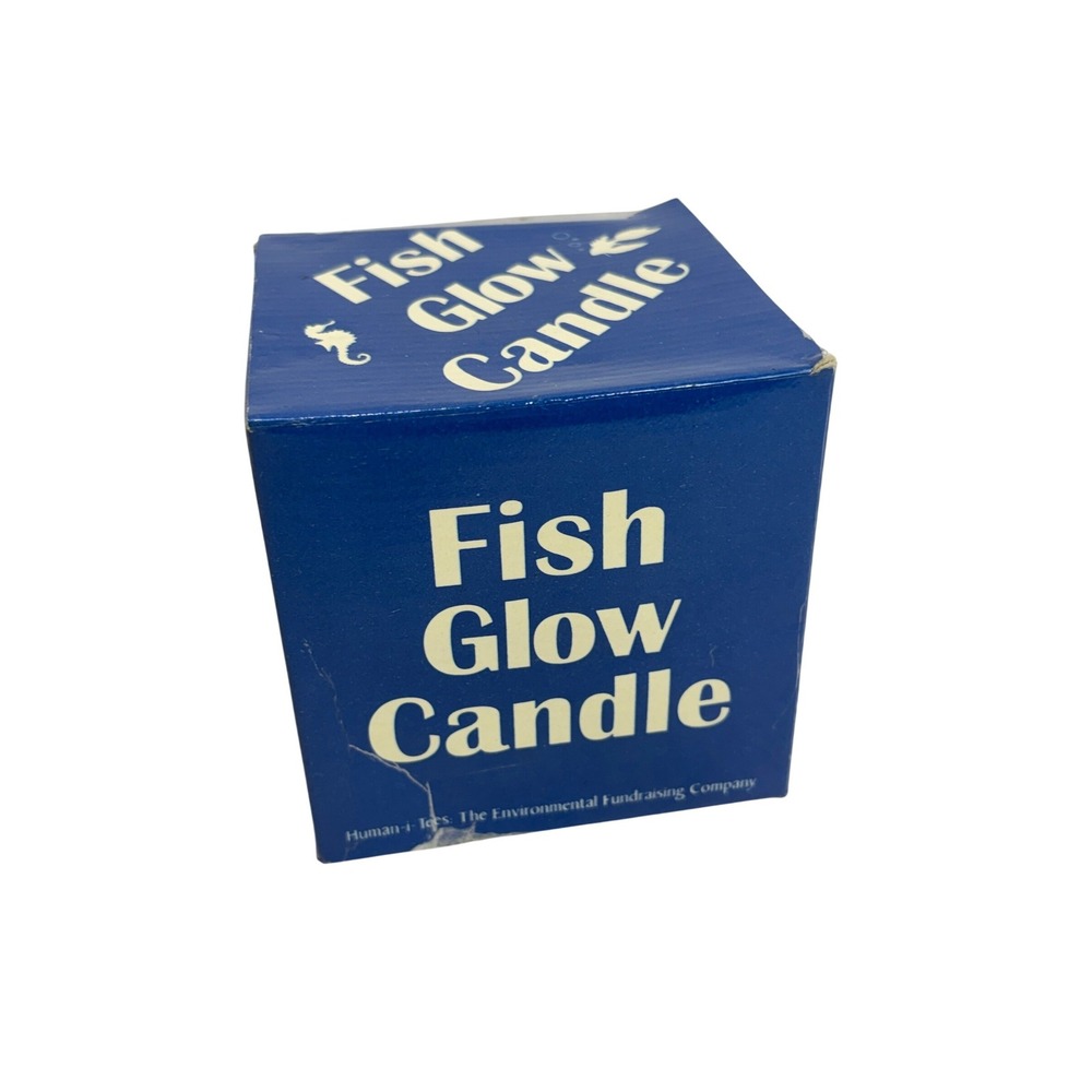 Human-i-Tees Fish Glow Candle Vintage Tropical Aquarium Blue‎ Round Hand Painted